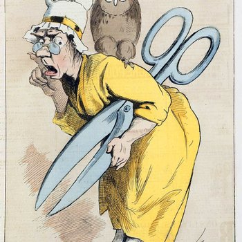 La censure - Madame Anastasie, 1874, par André Gill (1840-1885), caricature utilisée pour symboliser la censure - Wikipedia Commons